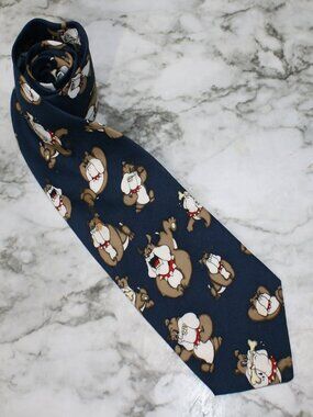 ROBERTO CELLINI SPIKE THE DOG Neck Tie Bulldog Menswear Accessory Animal Print